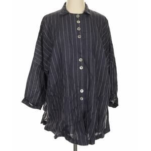 Women’s M Square Neetu Malik Button Blouse Navy Stripe Size 2